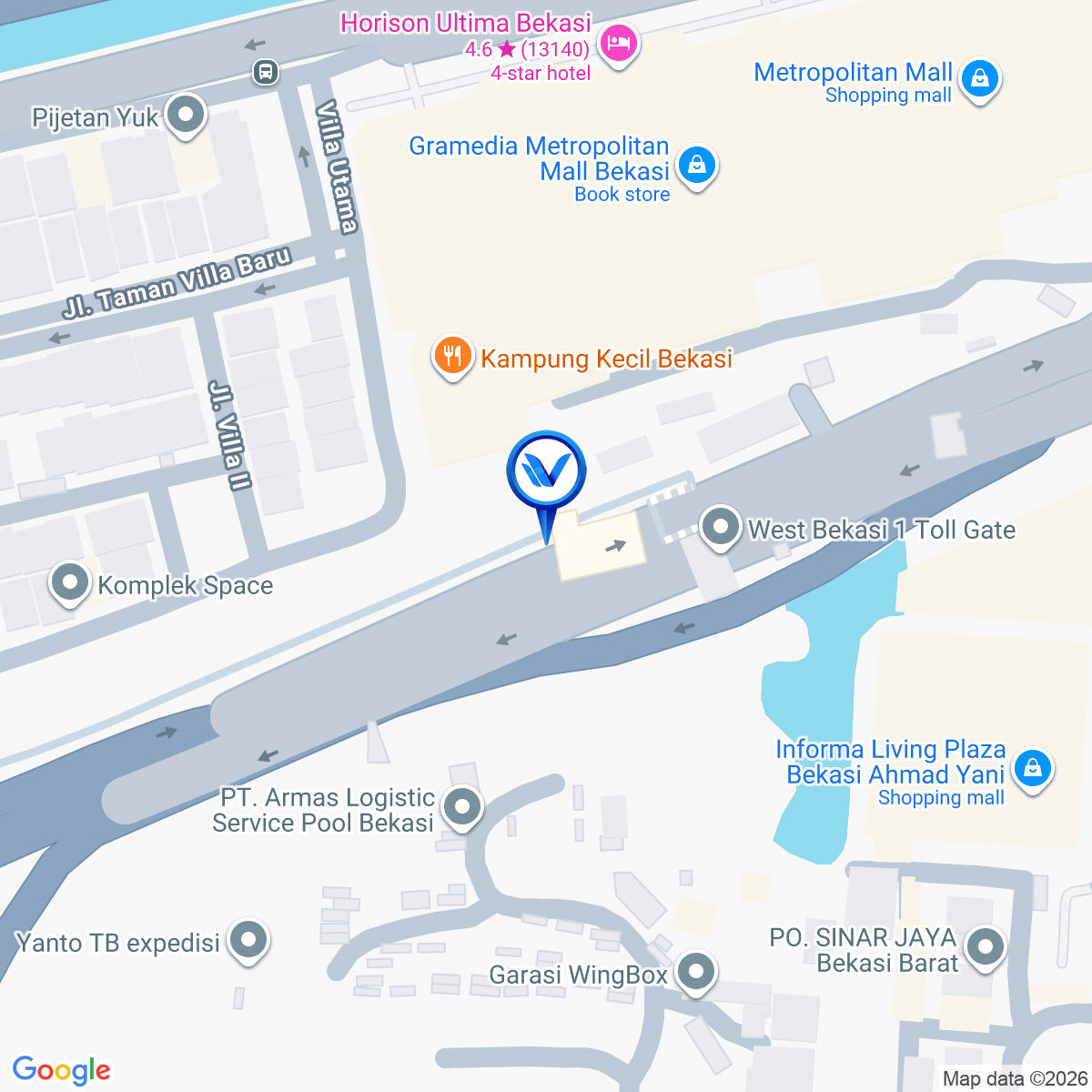 Peta Lokasi TOL GATE BEKASI BARAT 1 RUMIJA (KM. 12+350 A), Bekasi