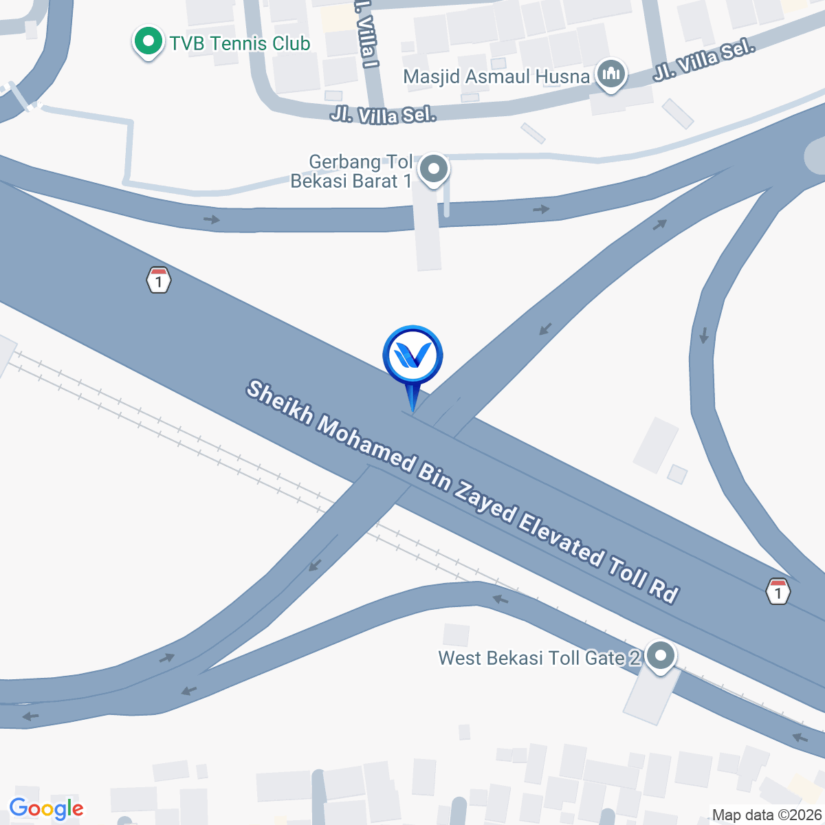 Peta Lokasi Tol Jakarta Cikampek KM.13+500 A, Bekasi