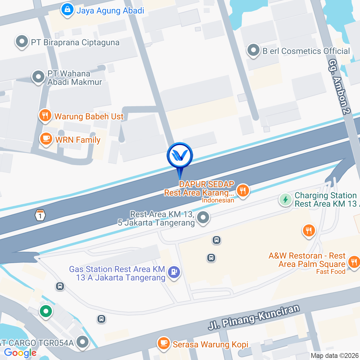 Peta Lokasi Tol Jakarta Tangerang KM 13+850B (Keluar Rest Area KM 14), Tangerang