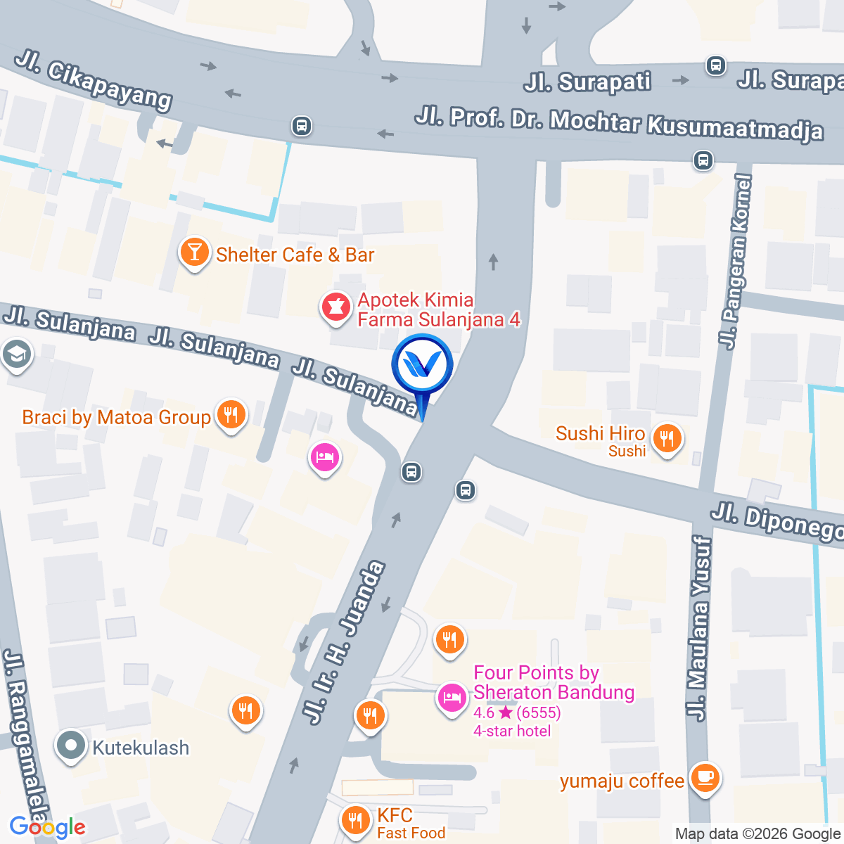 Peta Lokasi JL. SULANJANA VIEW DARI JL. DIPONEGORO (HOTEL MOXY), Bandung