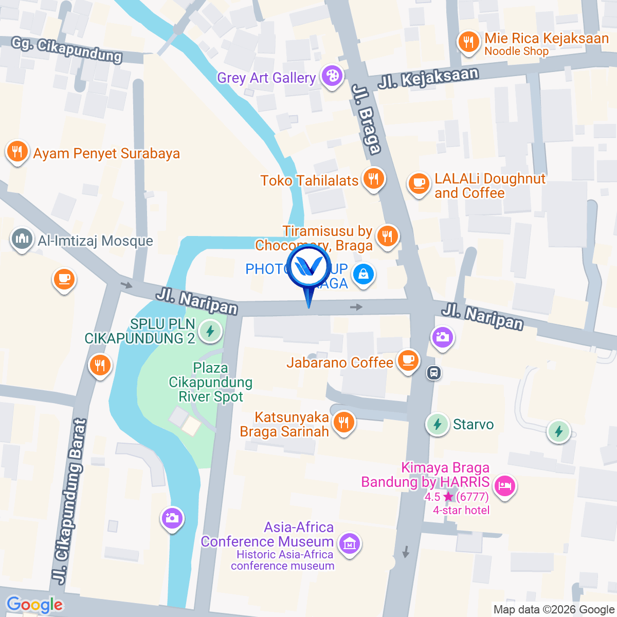 Peta Lokasi JL. NARIPAN VIEW MENUJU BRAGA - JL. ASIA AFRIKA, Bandung