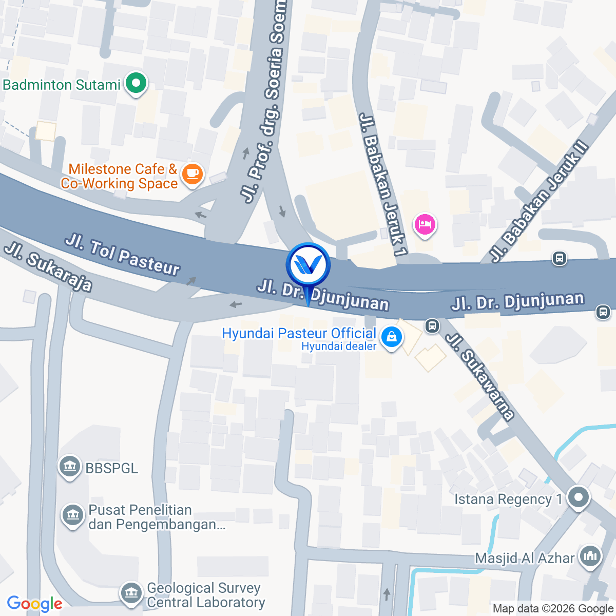 Peta Lokasi Jl. Djunjunan (Exit Tol Pasteur), Bandung