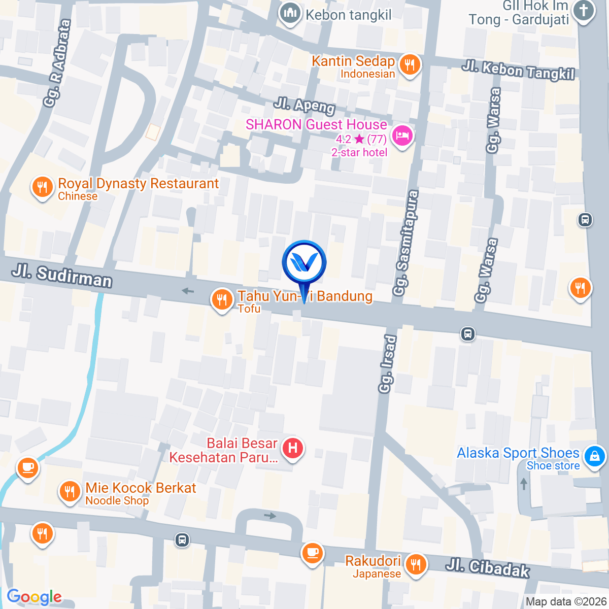 Peta Lokasi Jl. Sudirman, Bandung