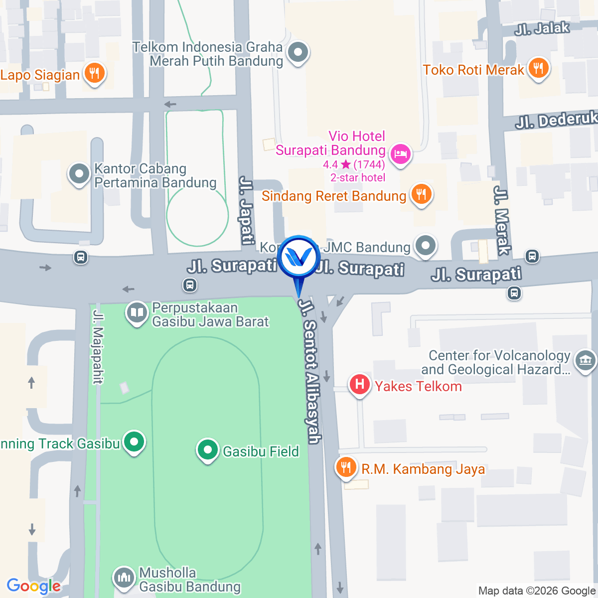 Peta Lokasi Jl. Surapati (Lapangan Gasibu), Bandung