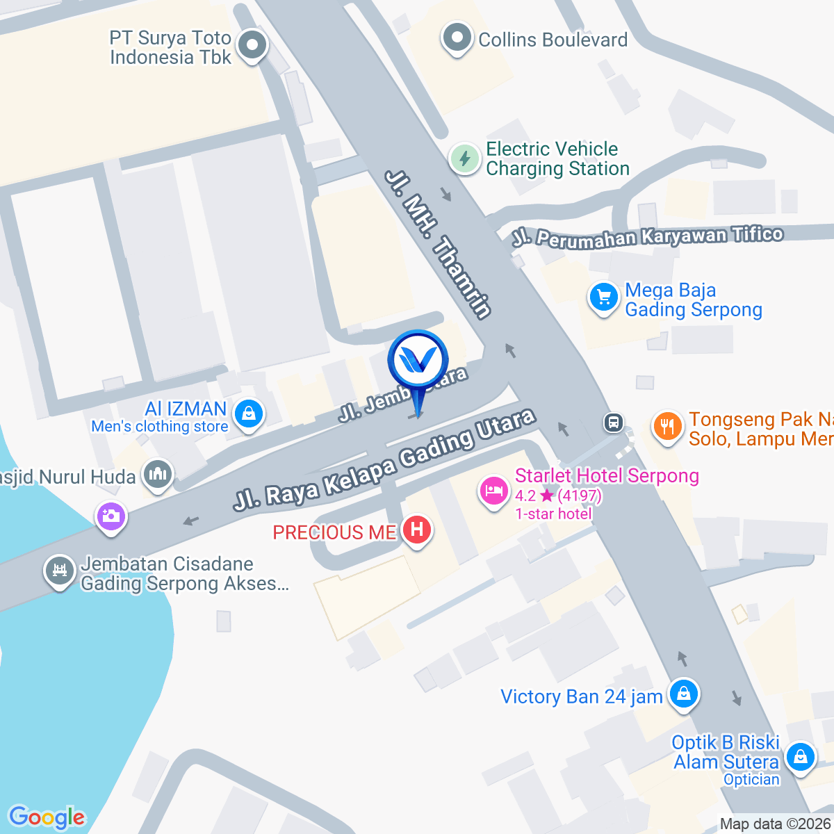 Peta Lokasi Pertigaan Gading Serpong, Tangerang Selatan