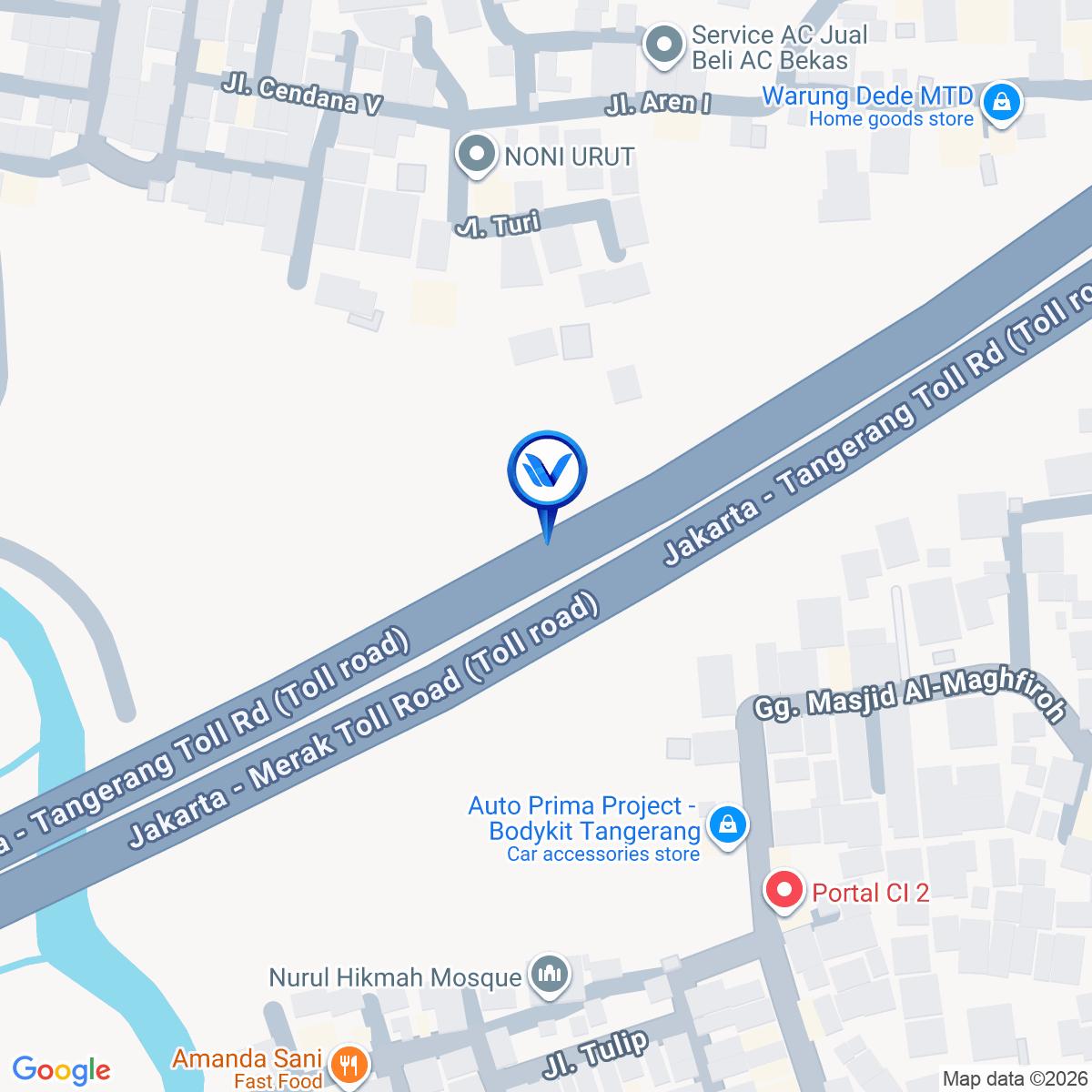 Peta Lokasi Tol Jakarta Tangerang KM 11+900, Tangerang