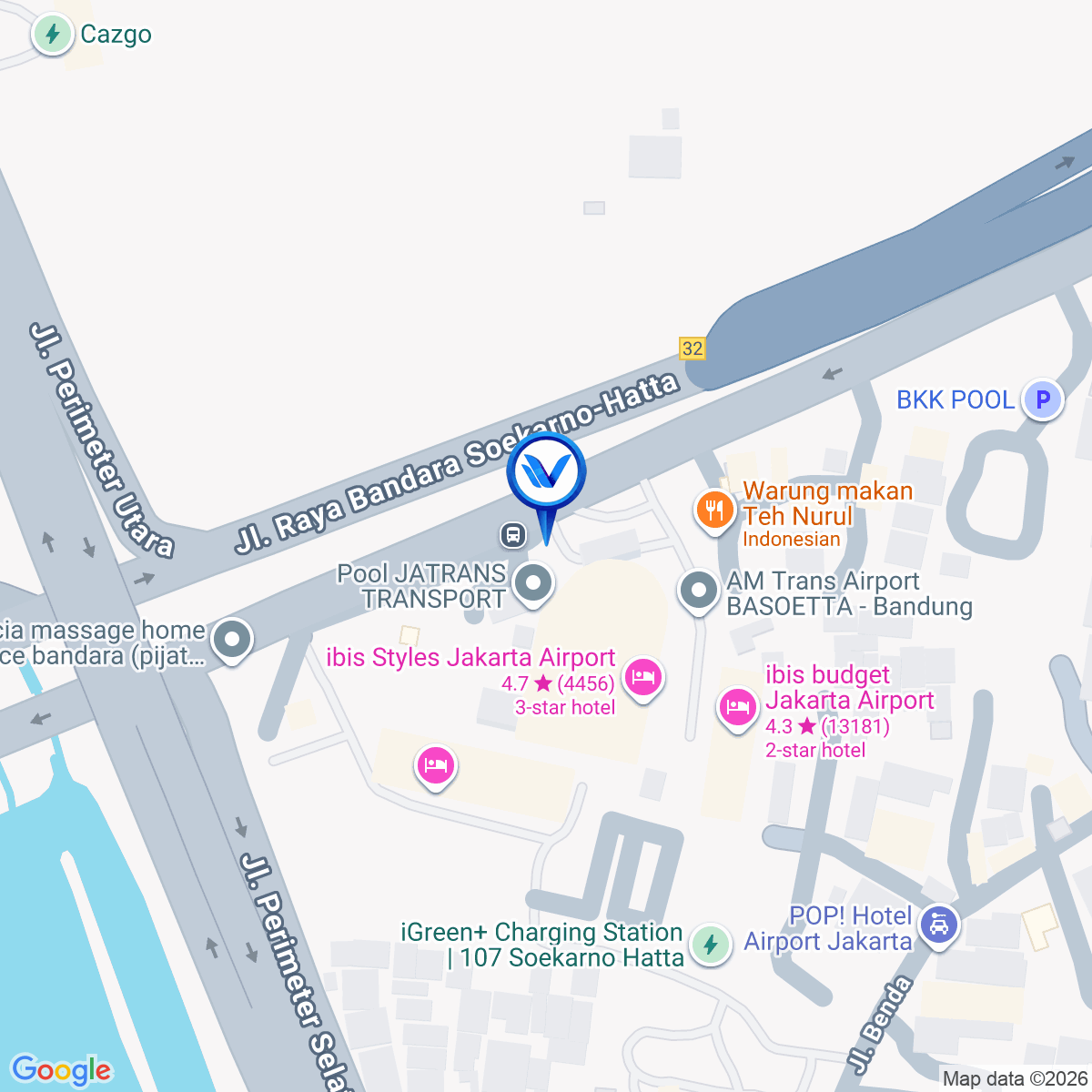 Peta Lokasi JL. Tol Prof. Dr. Sedyatmo KM 32+800 (Depan Hotel IBIS), Tangerang
