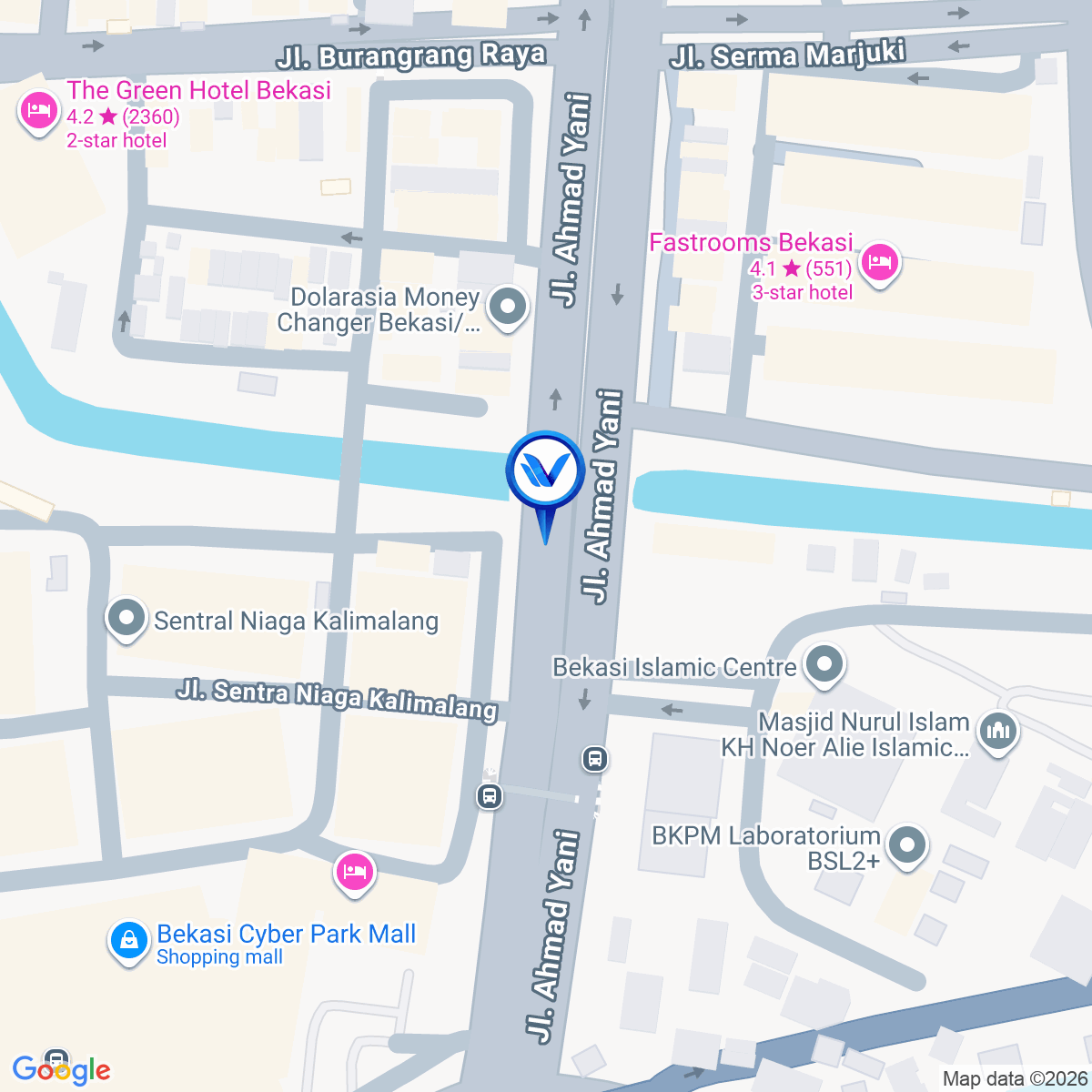Peta Lokasi Jl. A. Yani (Depan Ruko Sentra Niaga), Bekasi