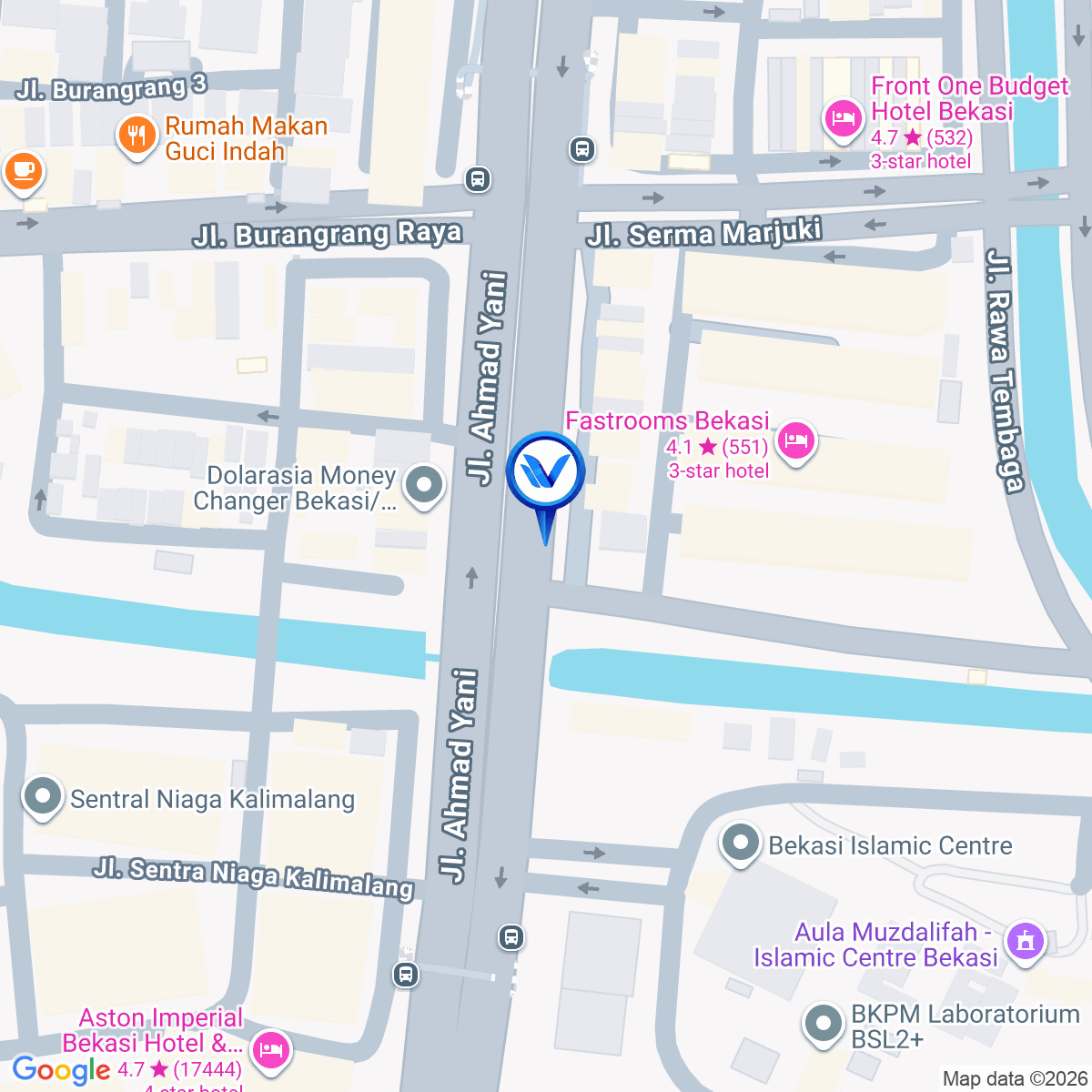 Peta Lokasi Jl. Ahmad Yani (Depan Centerpoint), Bekasi