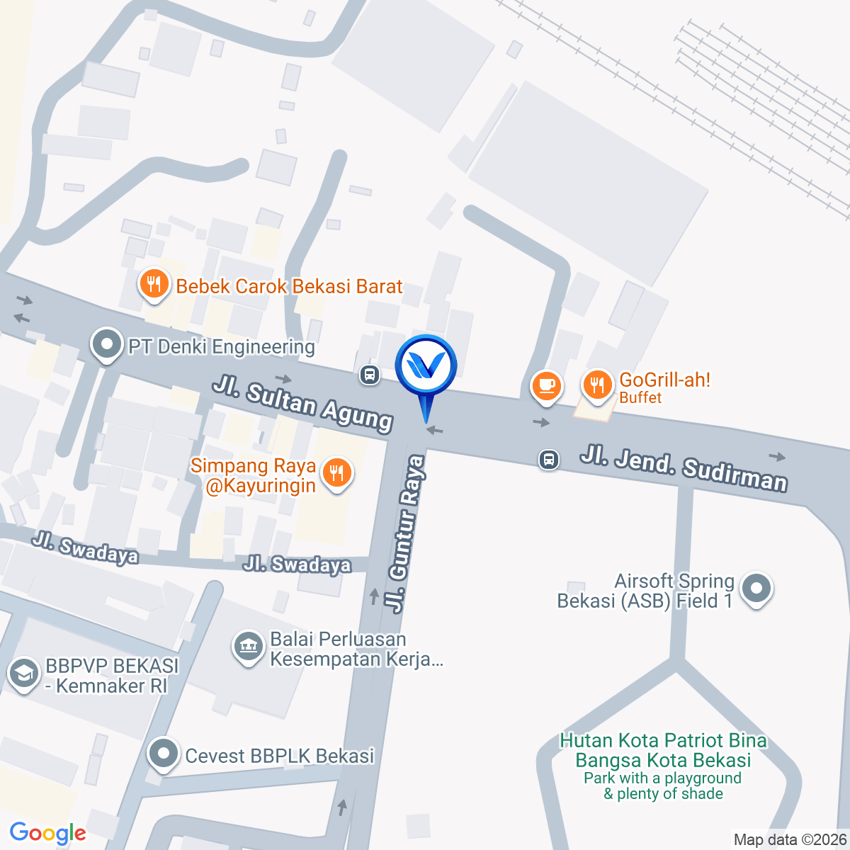 Peta Lokasi Jl. Jend. Sudirman - Jl. Guntur, Bekasi