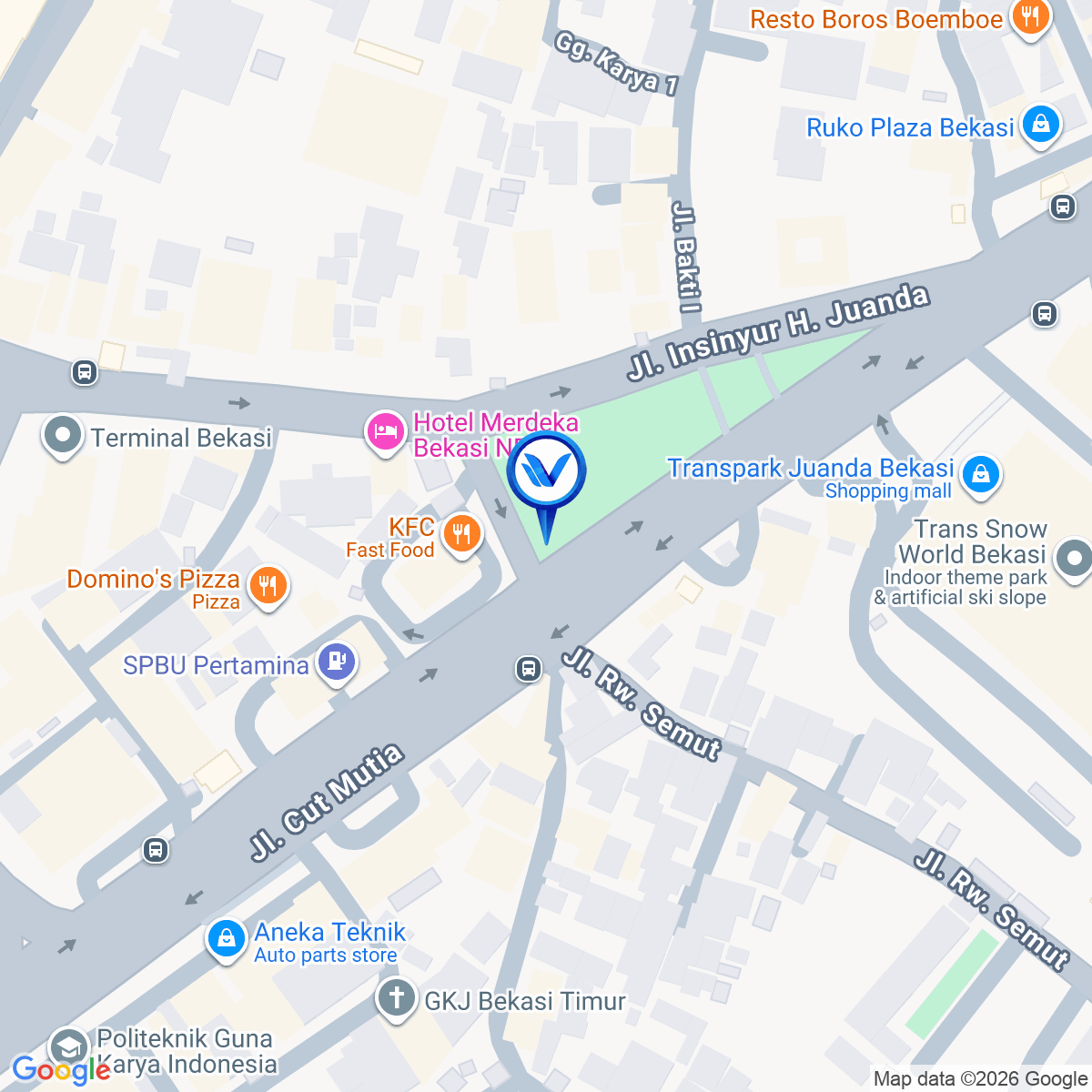 Peta Lokasi Jl. Cut Meutia (Depan Trans Snow World Djuanda), Bekasi