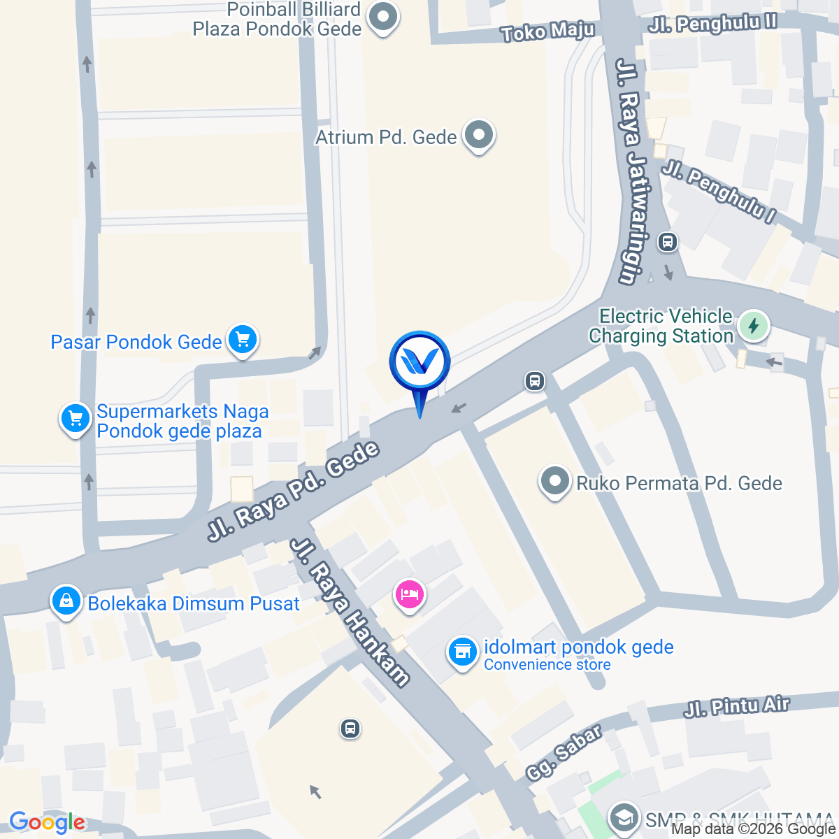Peta Lokasi Jl. Pondok Gede Raya (Mall Atrium Pondok Gede), Bekasi