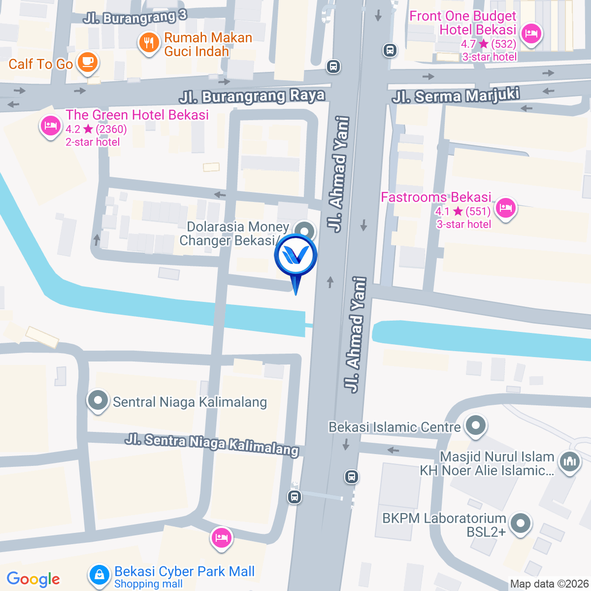 Peta Lokasi Jl. A. Yani (Seberang Centerpoint Bekasi), Bekasi