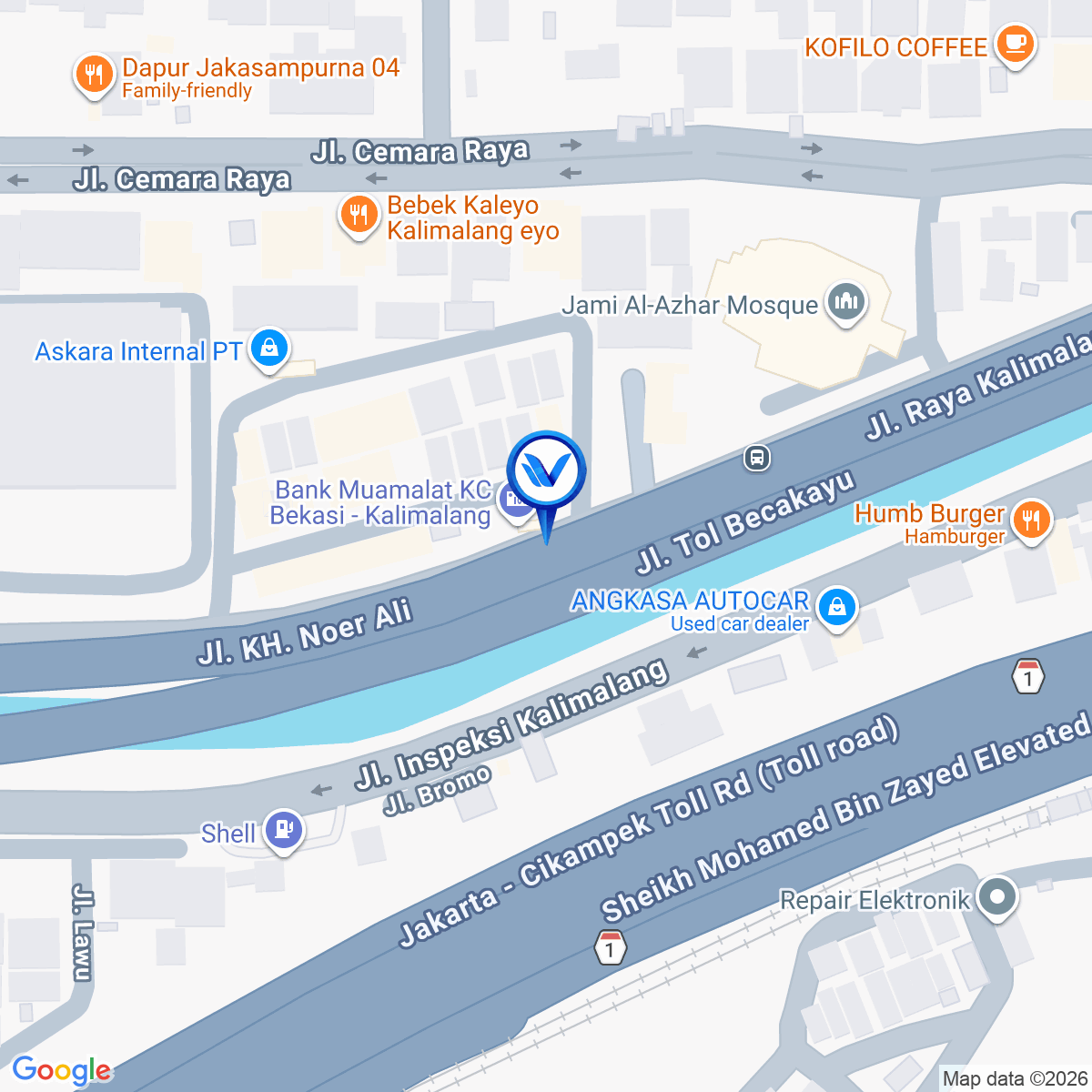Peta Lokasi Jl. Noer Ali Kalimalang (Depan Bank Muamalat), Bekasi