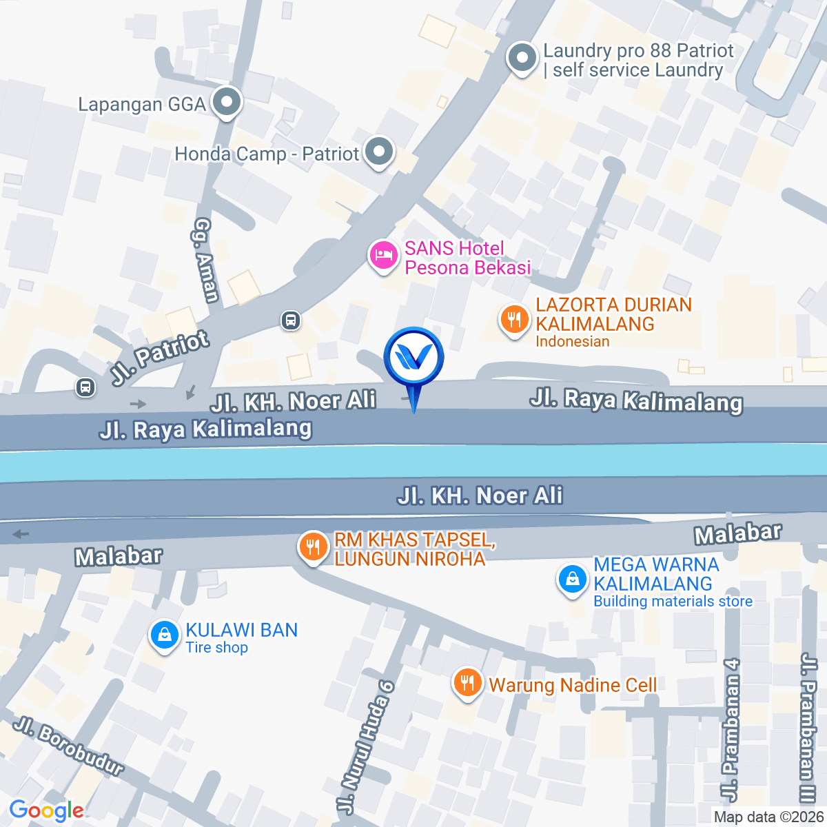 Peta Lokasi Jl. Noer Ali Kalimalang (Depan Toko Pinus), Bekasi