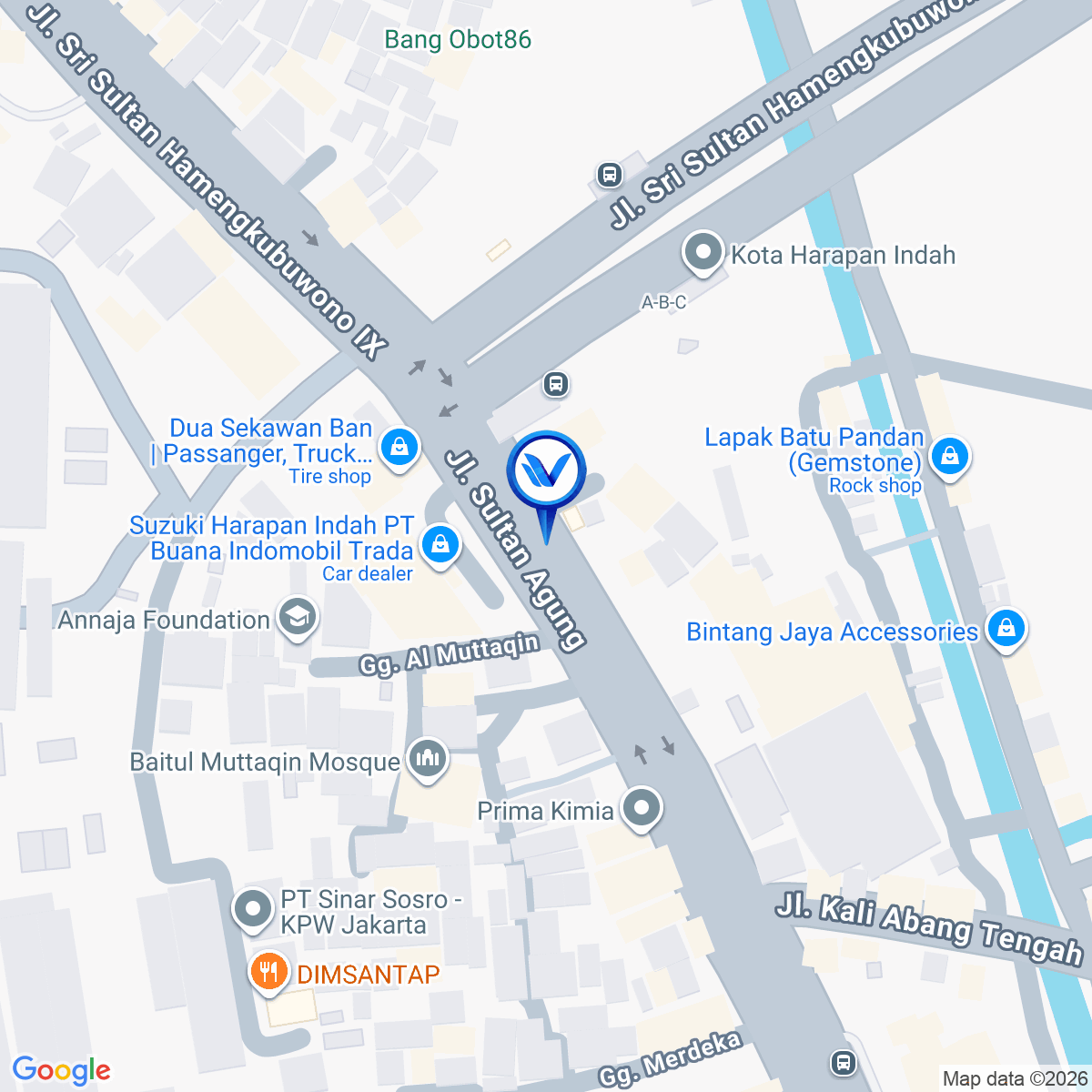 Peta Lokasi JL. Sultan Agung KM.27 (Dekat Harapan Indah), Bekasi