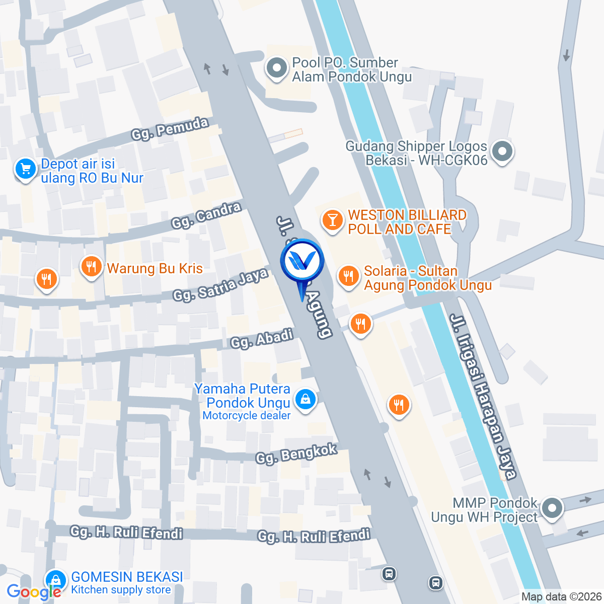 Peta Lokasi JL. Sultan Agung, Bekasi