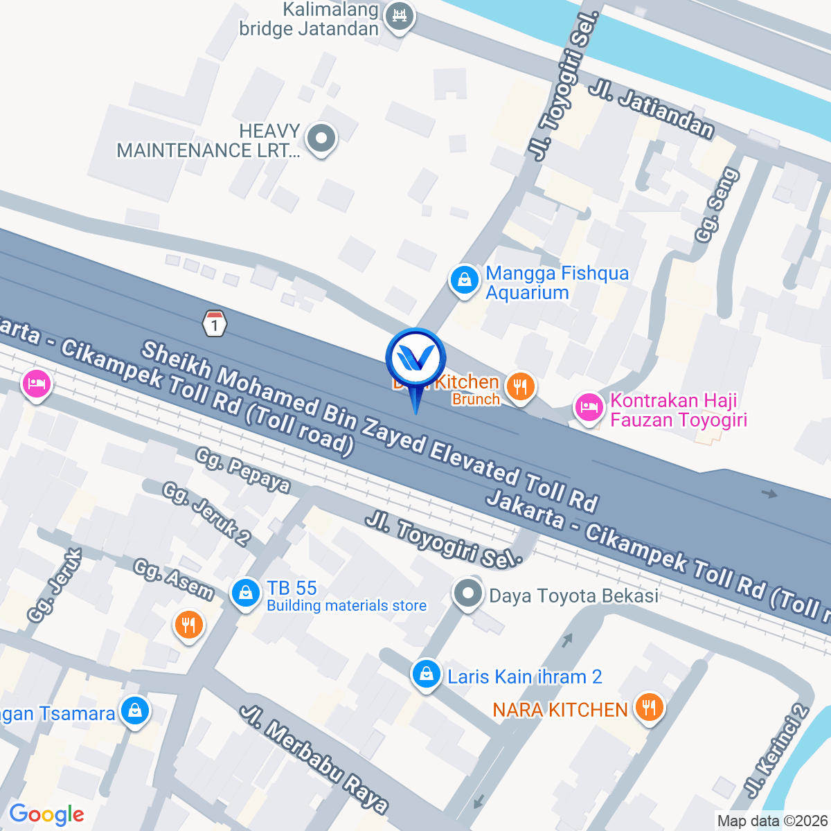 Peta Lokasi Tol Jakarta - Cikampek KM 18+200 A, Bekasi