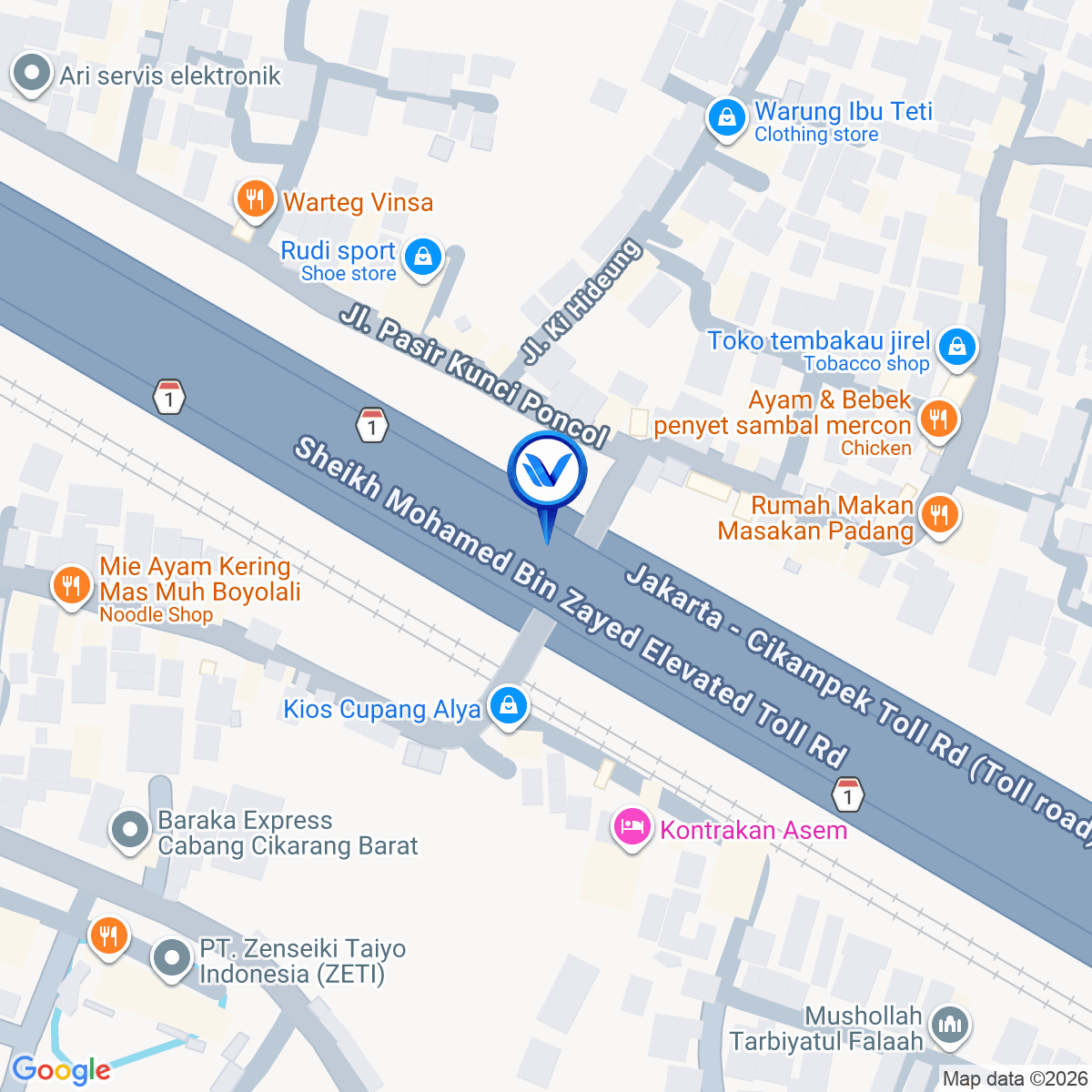 Peta Lokasi Tol Jakarta - Cikampek KM 32+400 A, Bekasi