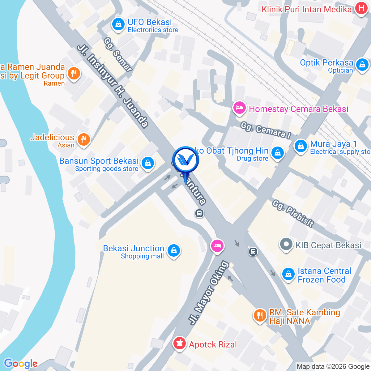 Peta Lokasi JL. Ir. H. Juanda (Depan Bekasi Junction), Bekasi