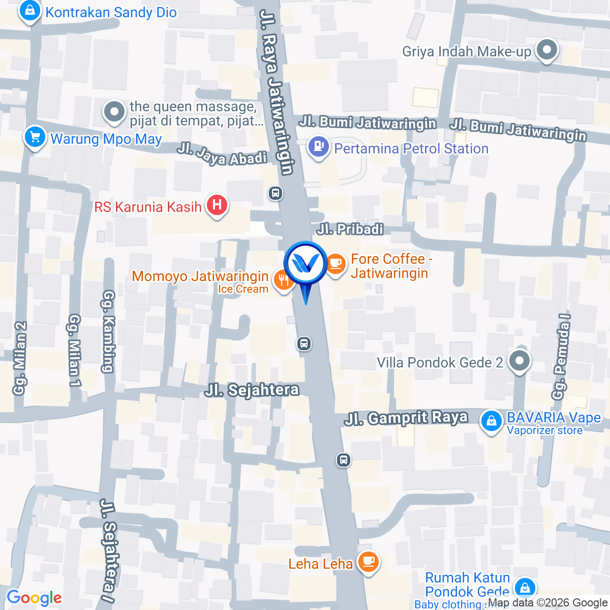 Peta Lokasi JL. Raya Jatiwaringin, Bekasi