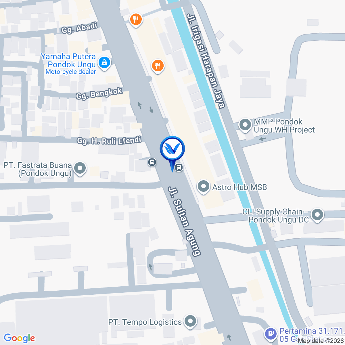 Peta Lokasi JL. Sultan Agung (Dekat Kawasan Pabrik Tempo), Bekasi