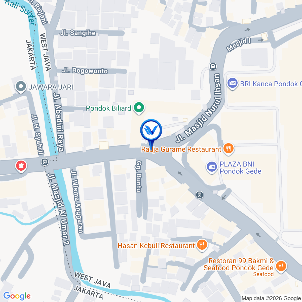 Peta Lokasi JL. Pondok Gede, Bekasi