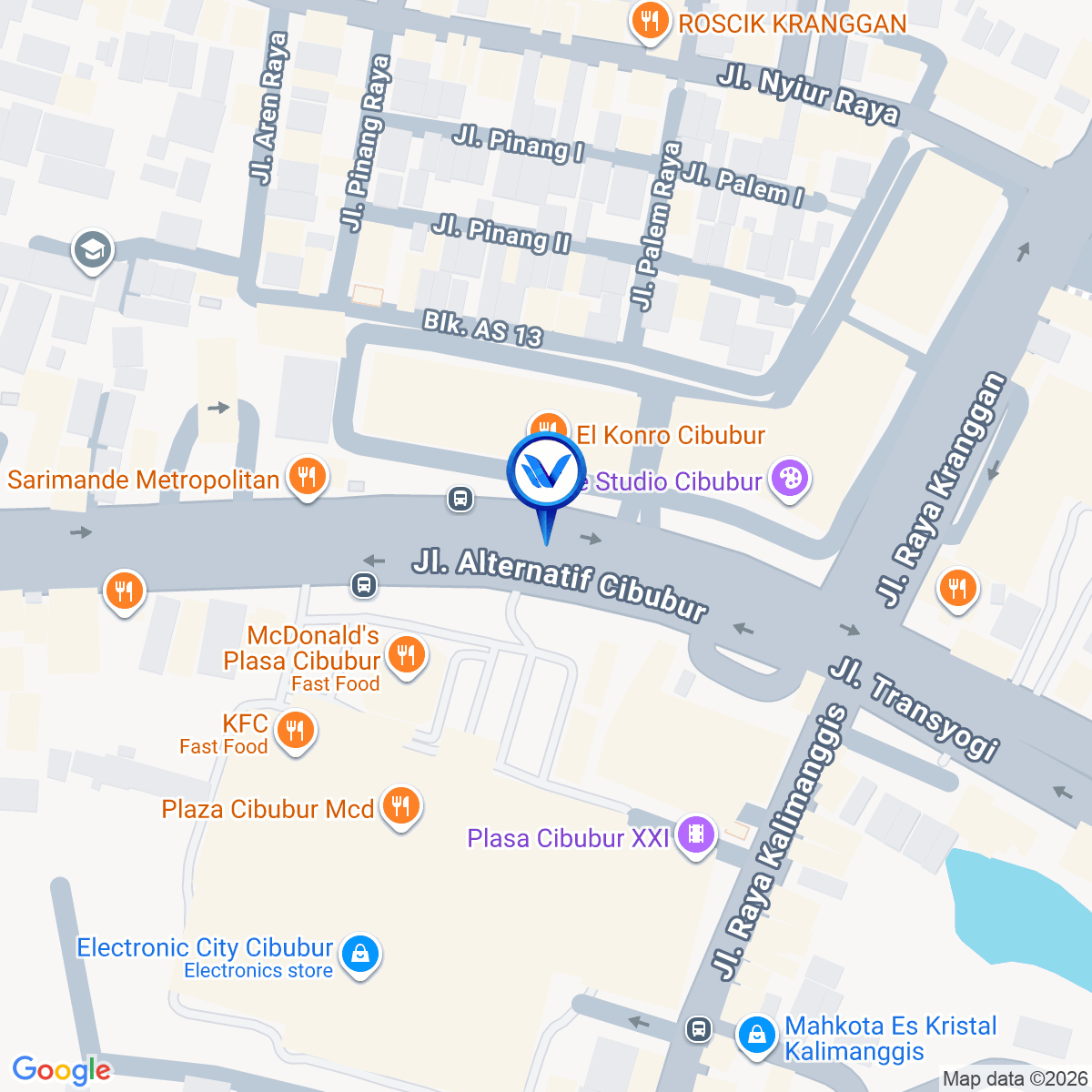 Peta Lokasi JL. Alternatif Cibubur, Bekasi