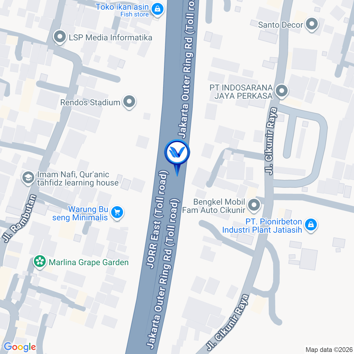 Peta Lokasi JL. Tol Lkr. Luar Jkt, Bekasi