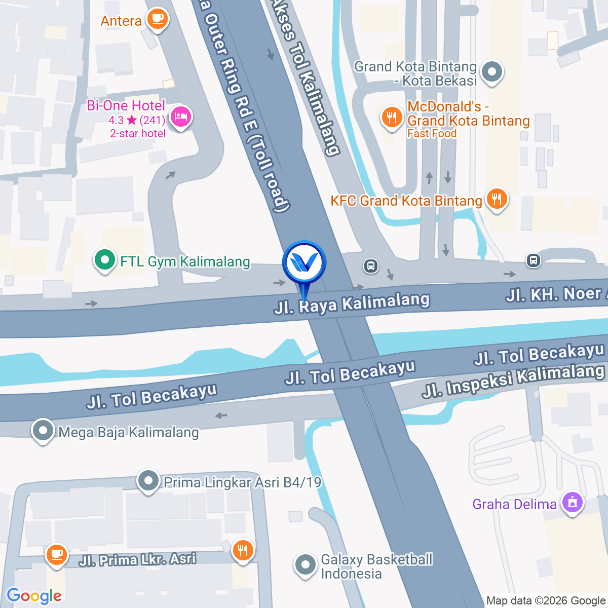 Peta Lokasi JL. KH. Noer Alie - Kalimalang (Kota Bintang), Bekasi