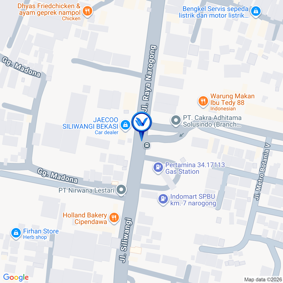 Peta Lokasi JL. Siliwangi - Narogong, Rawalumbu, Bekasi