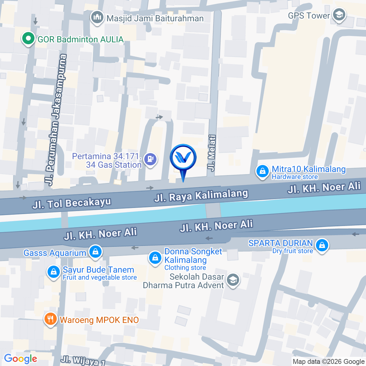 Peta Lokasi JL. KH. Noer Ali (Depan SPBU Kalimalang Bekasi), Bekasi
