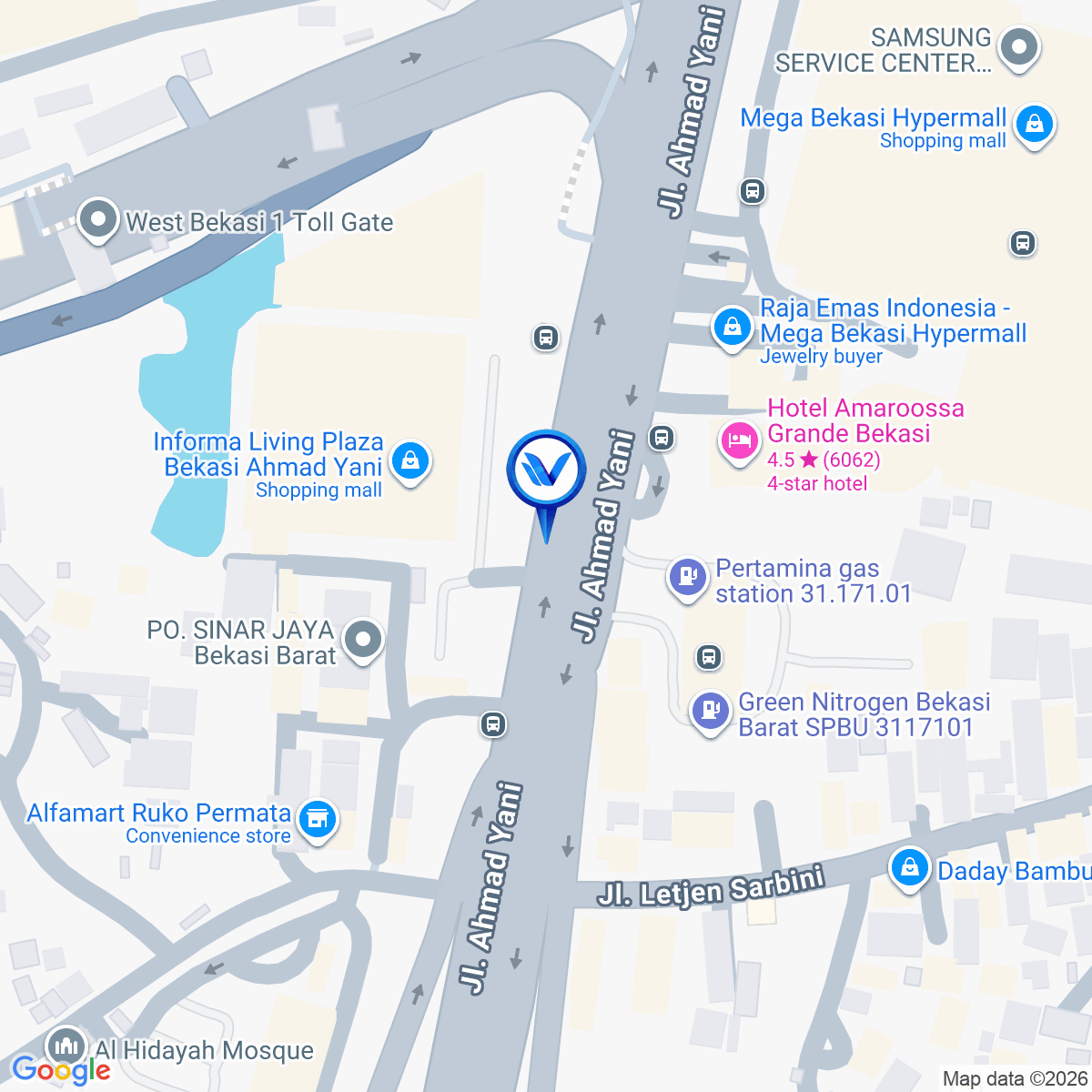 Peta Lokasi JL. Jend. A. Yani (Depan Hotel Amarosa), Bekasi