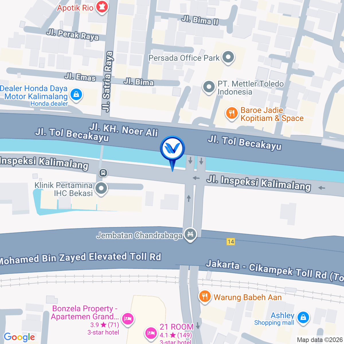 Peta Lokasi JL. KH Noer Ali - Kalimalang (Depan Apart Grand Kamala Lagoon), Bekasi