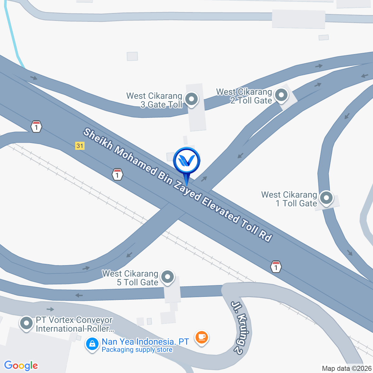 Peta Lokasi Tol Jakarta Cikampek KM 31+00A, Bekasi