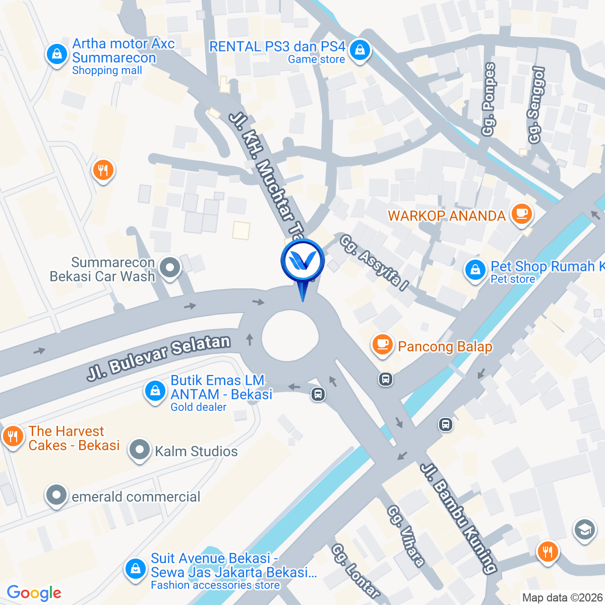Peta Lokasi JL. Muktar Tabrani (Bundaran Sumarecon), Bekasi