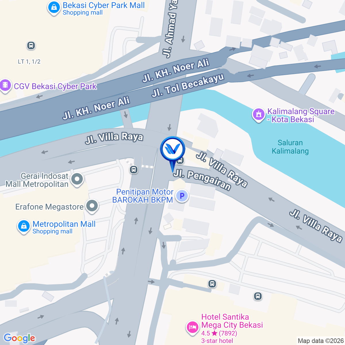 Peta Lokasi JL. Jend. Ahmad Yani (Depan Mall Metropolitan A), Bekasi