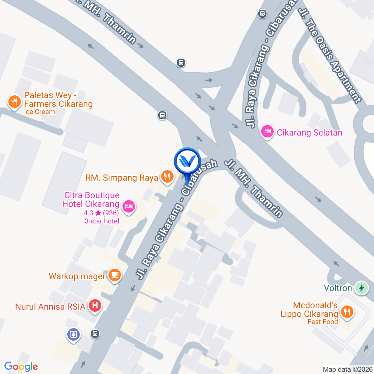 Peta Lokasi JL. Raya Cikarang - Cibarusah, Kab Bekasi
