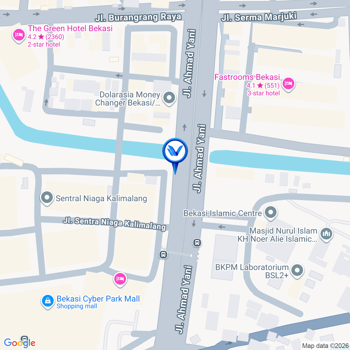 Peta Lokasi JL. Jend. Ahmad Yani (Depan Ruko Sentra Niaga), Bekasi