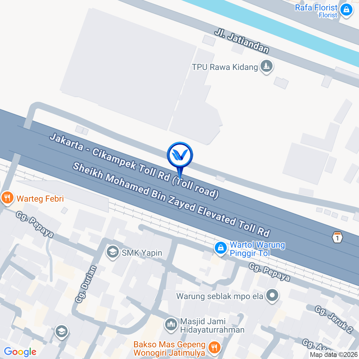 Peta Lokasi JL. Tol Jakarta Cikampek KM 18 + 700 A, Bekasi