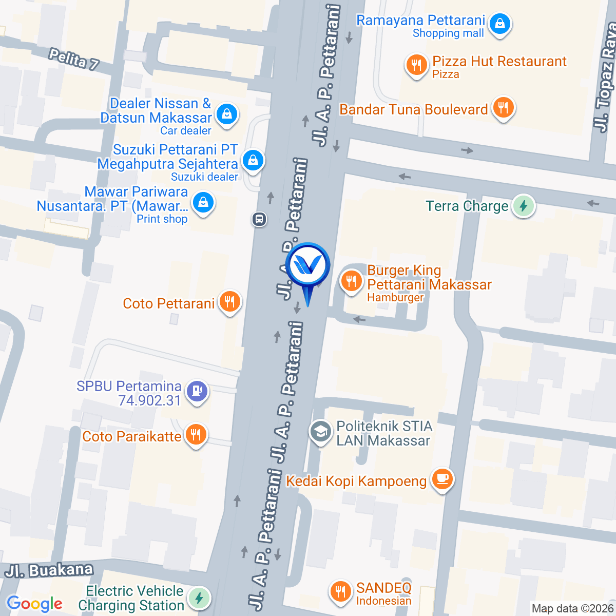 Peta Lokasi Jl. A.P. Pettarani, Makassar