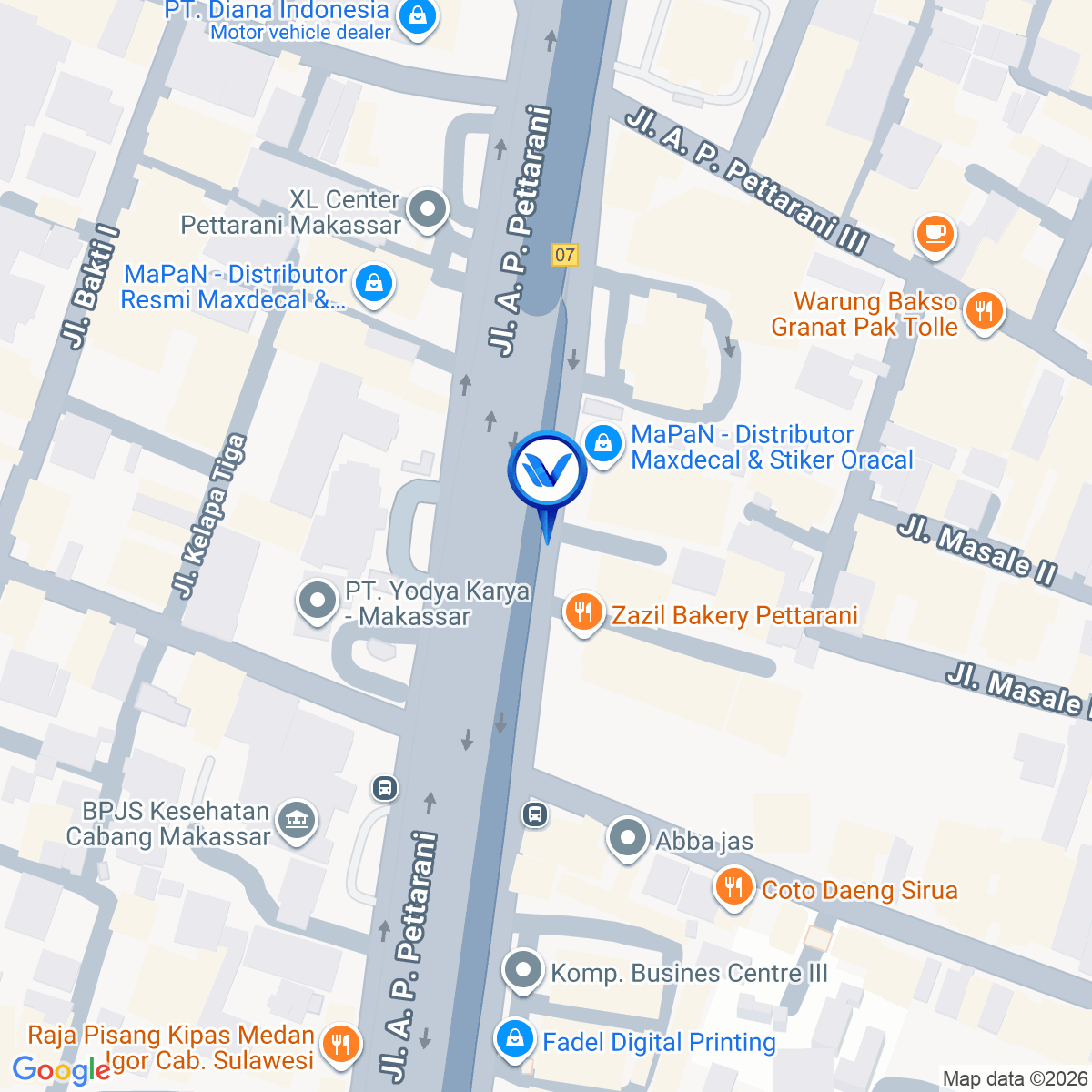Peta Lokasi JL. AP. Pettarani (depan PWI), Makassar