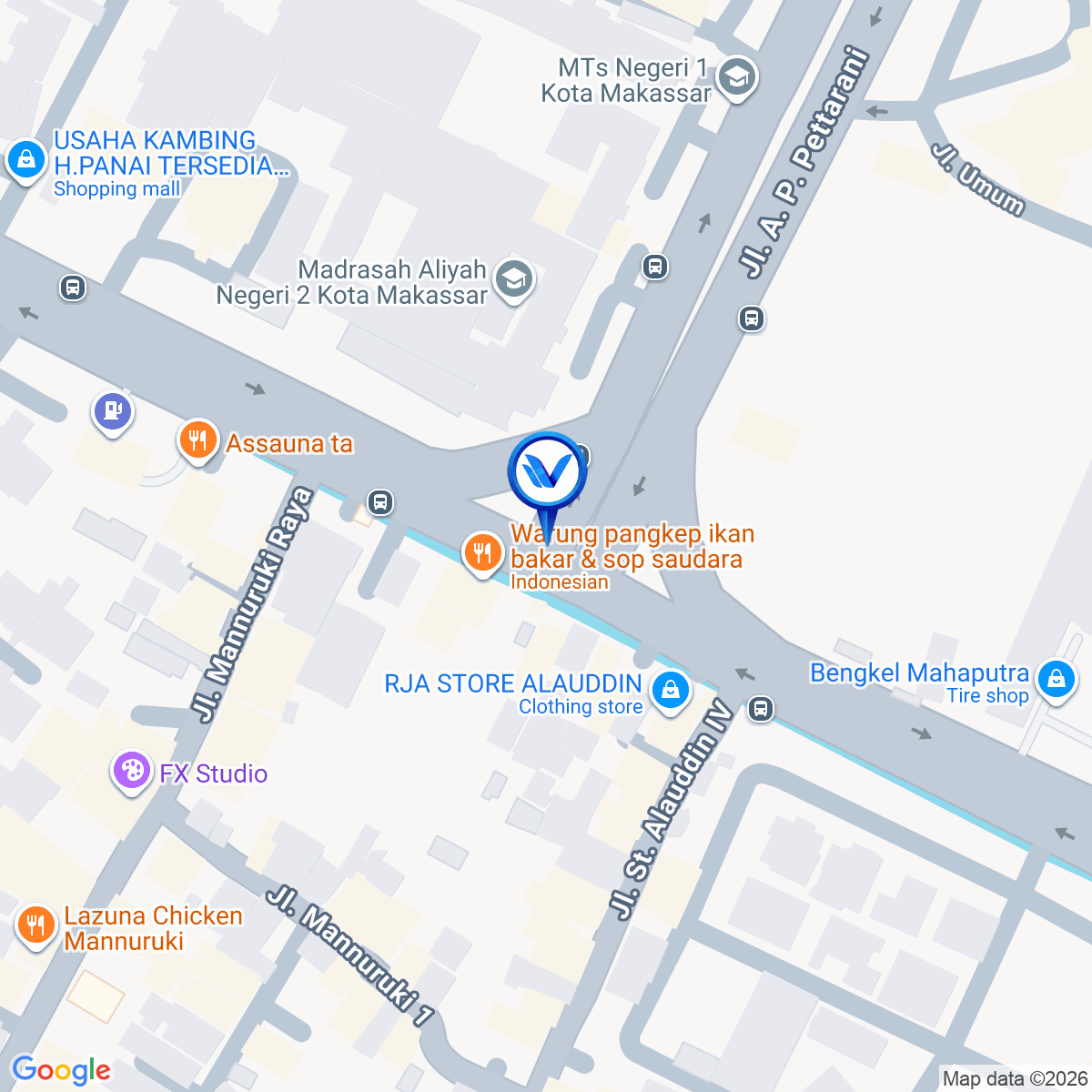 Peta Lokasi Pertigaan JL. Pettarani - JL. Alauddin, Makassar