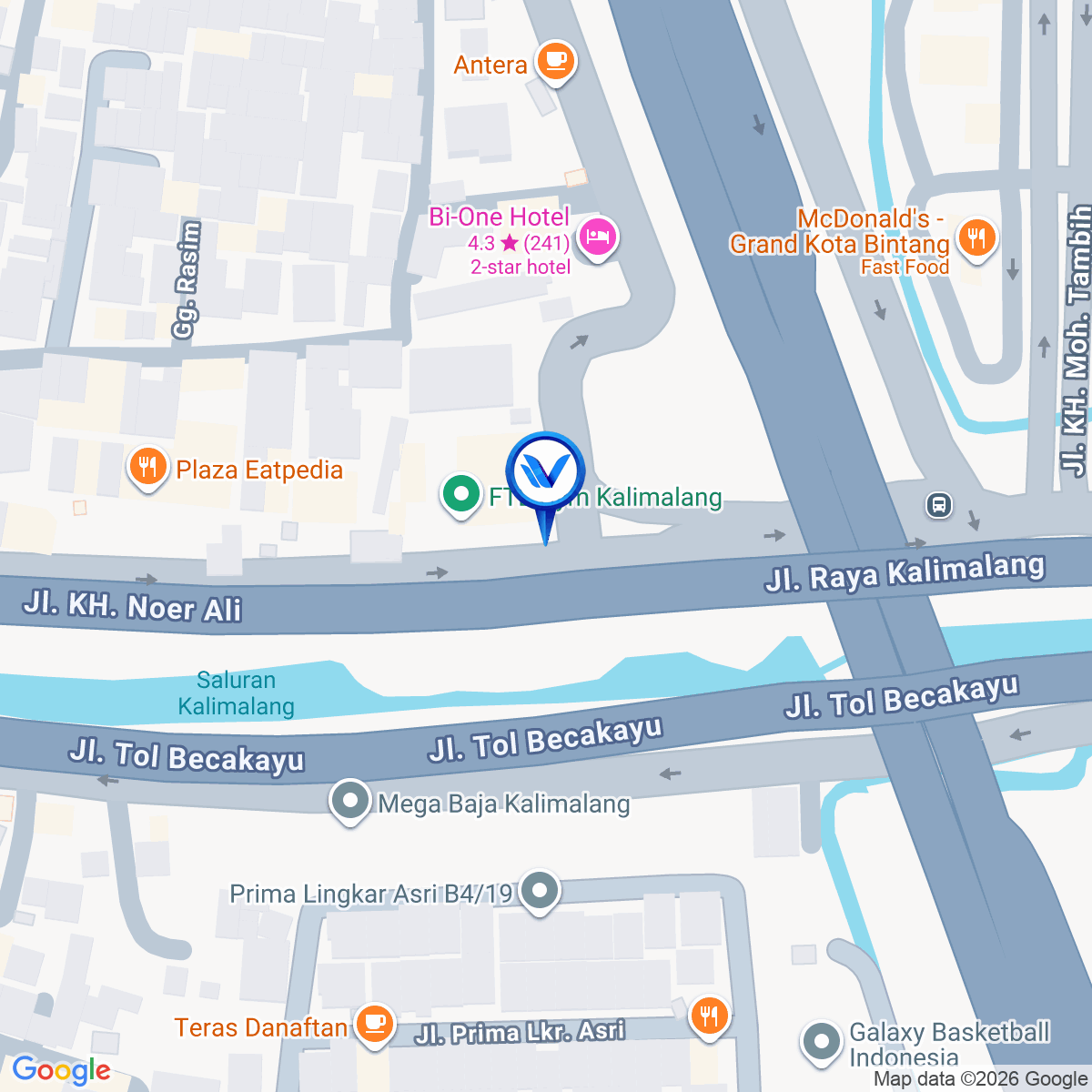 Peta Lokasi Jl. KH Noer Ali (Depan Hotel Phoenix Diron), Bekasi
