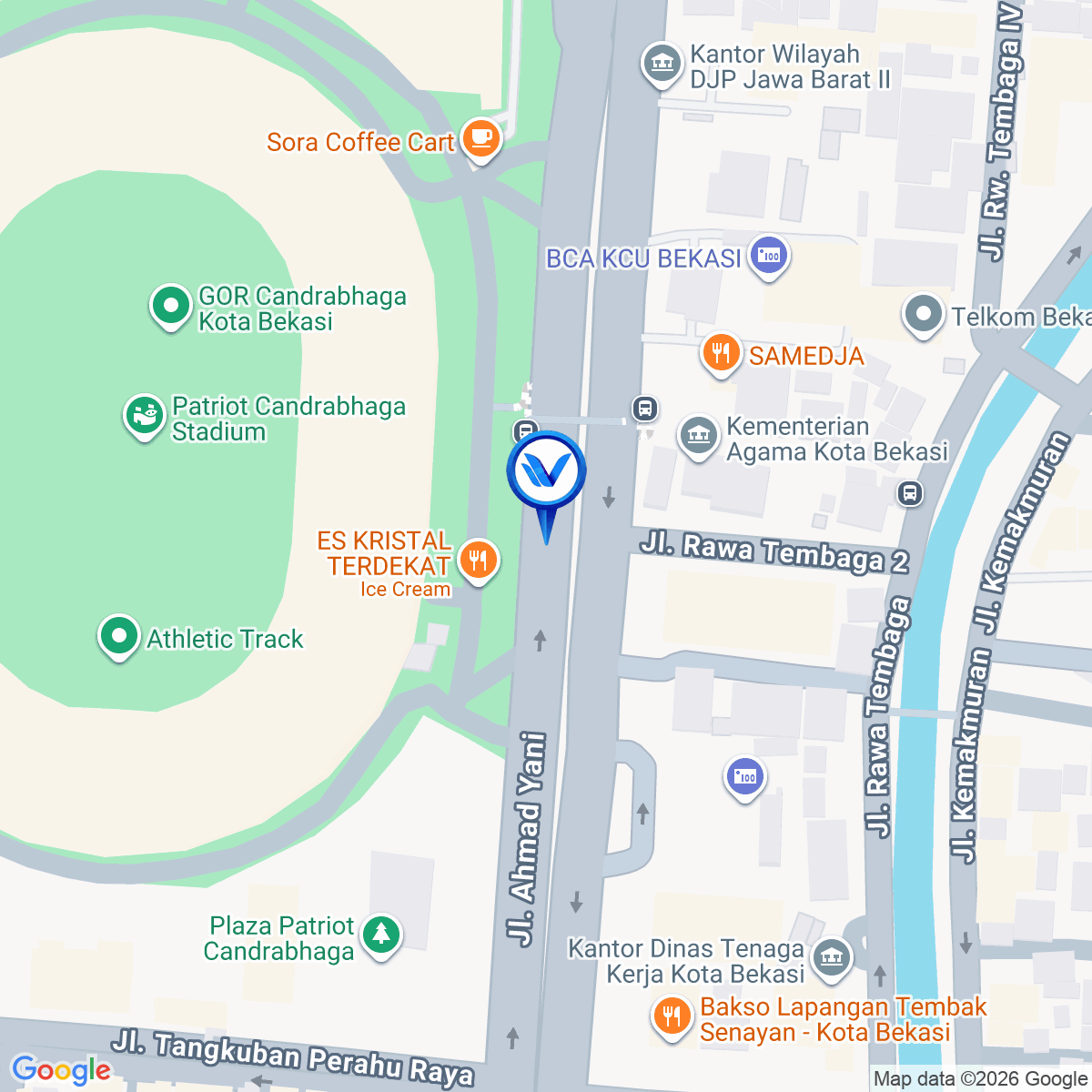 Peta Lokasi JL. Jendral Ahmad Yani (depan Gor Patriot), Bekasi