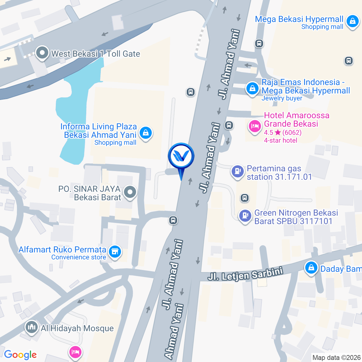 Peta Lokasi JL. Jendral Ahmad Yani (Depan Informa Living Plaza Bekasi), Bekasi