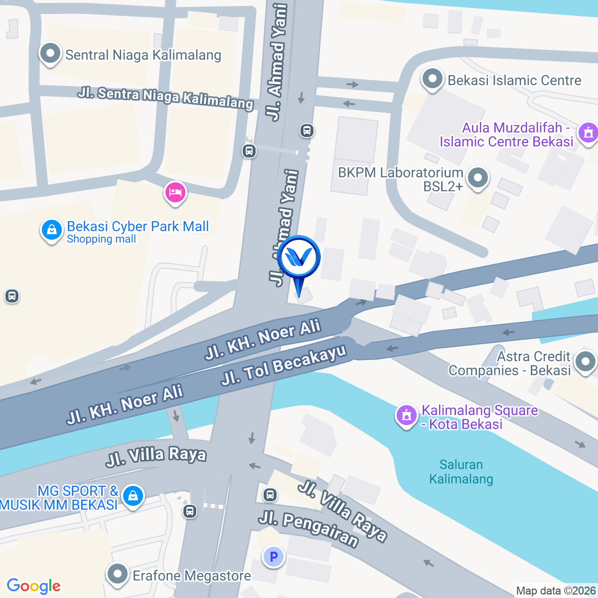 Peta Lokasi JL. Jendral Ahmad Yani (Depan PDAM), Bekasi