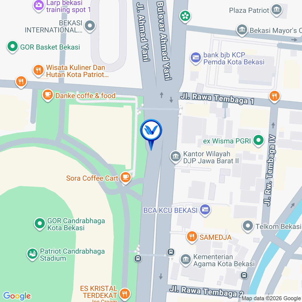 Peta Lokasi JL. Jendral Ahmad Yani (Depan GOR Patriot), Bekasi