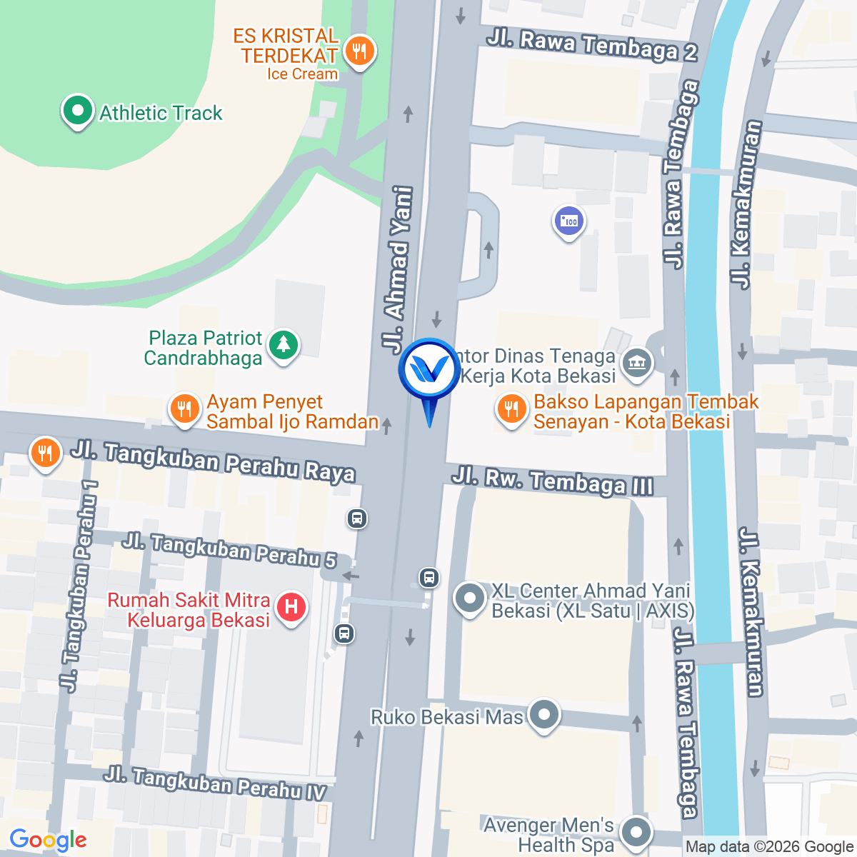 Peta Lokasi JL. Ahmad Yani (Depan Bakso Lapangan Tembak Senayan), Bekasi