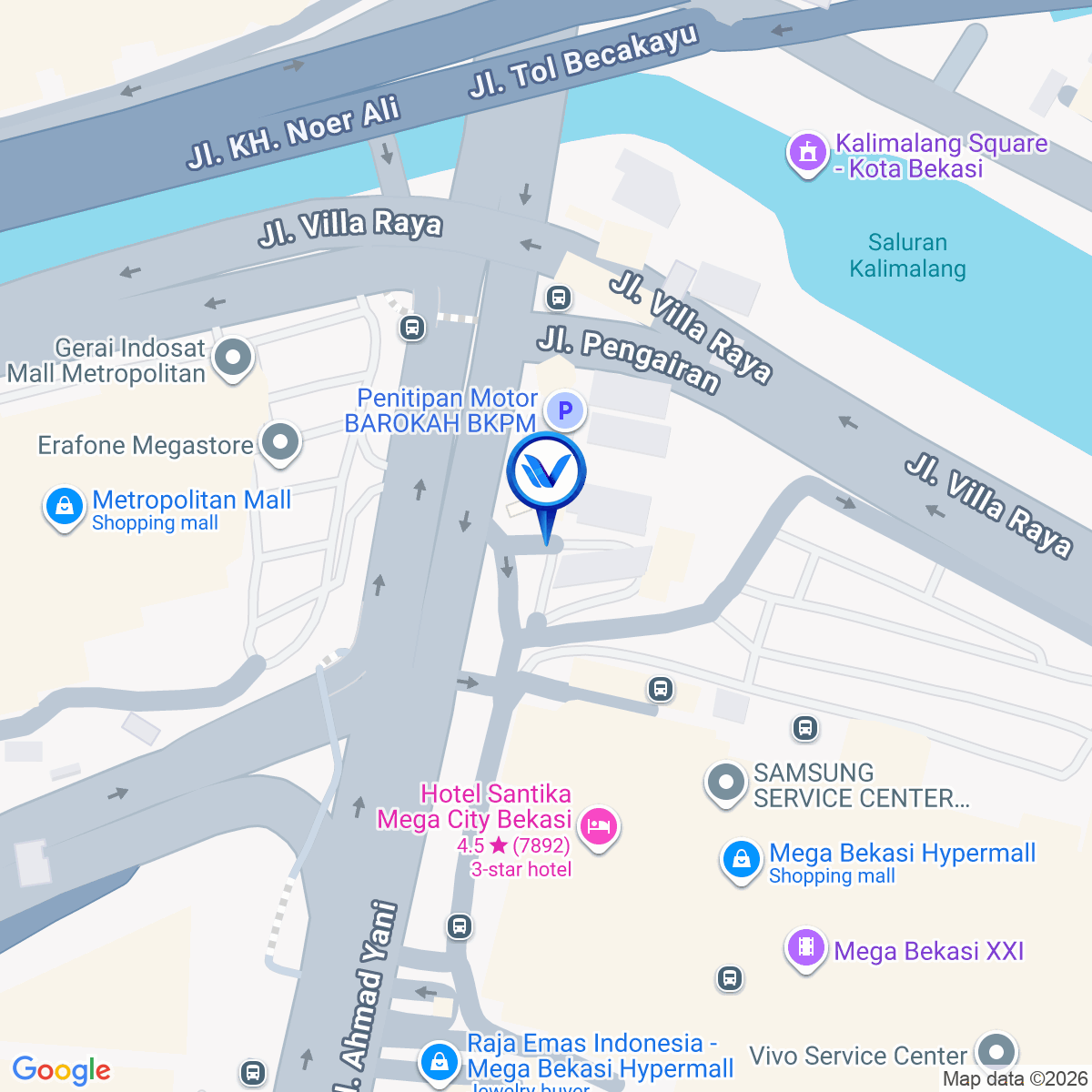 Peta Lokasi JL. Ahmad Yani (Exit Tol Barat), Bekasi